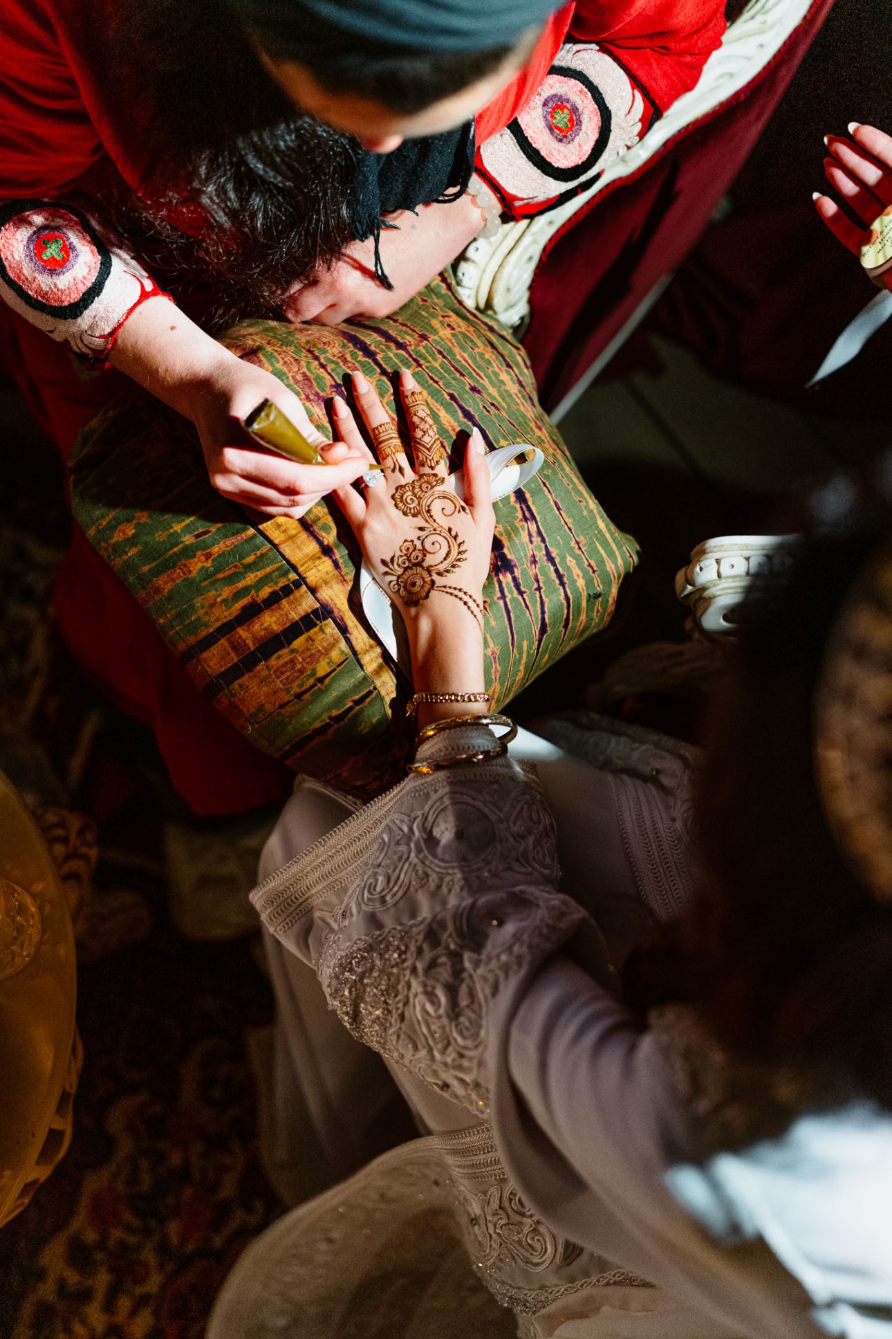 Close-up bridal hands with henna design luxury Jewish wedding Tuscany