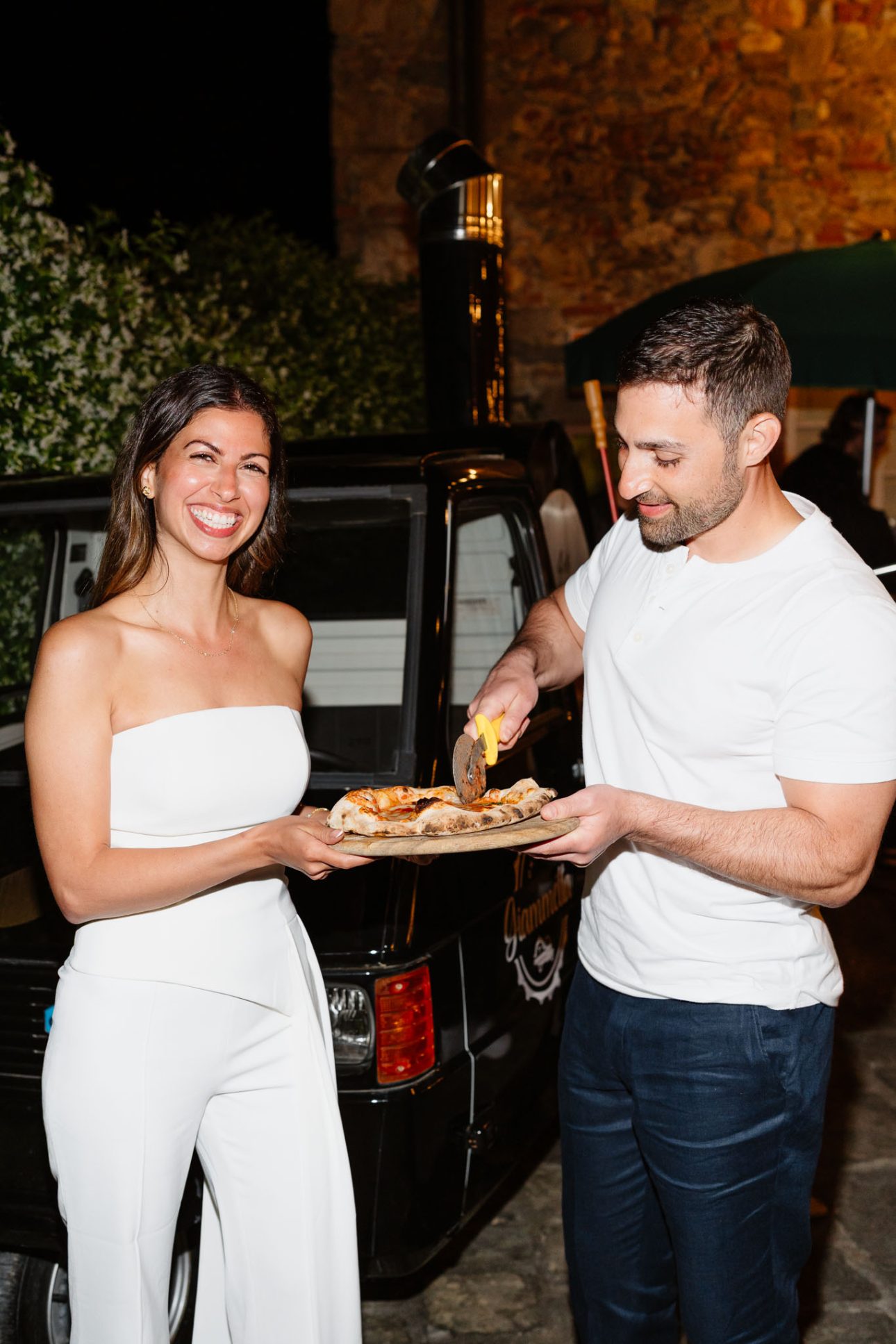 Bride and groom laughing at Villa Lenka Coselli Collection