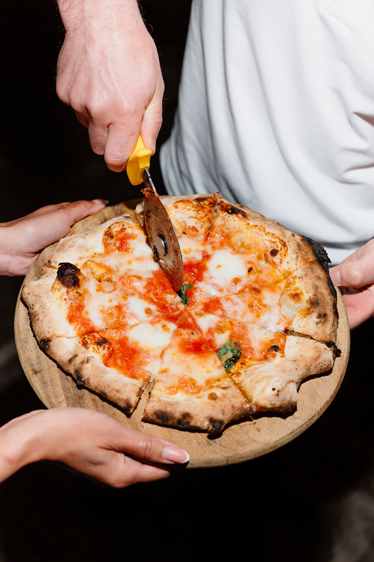 Evening Pizza Party celebration in Tuscany wedding villa