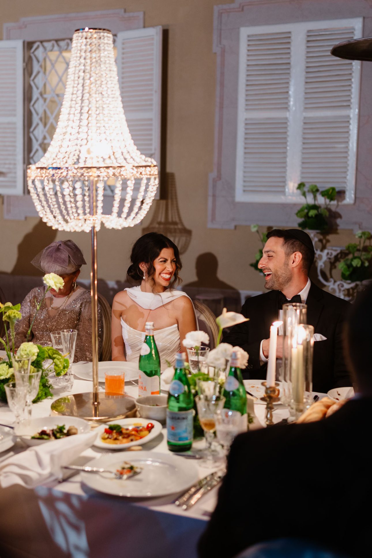Bride and Groom enjoying reception luxury Jewish wedding Tuscany